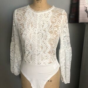 White Lace Bodysuit -size M